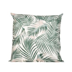 1x Bank/sier kussens met palm plant/bladeren print voor binnen en buiten 45 x 45 cm