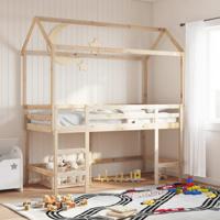 Halfhoogslaper met ladder en bedhuis grenenhout 90x200 cm