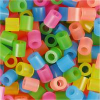 NABBI Strijkkralen, afm 5x5 mm, gatgrootte 2,5 mm, medium, neon kleuren, 20000 div/ 1 emmer