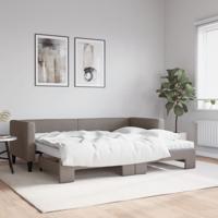 Slaapbank met onderschuifbed en matrassen 80x200 cm stof taupe