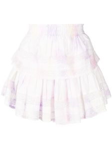 LoveShackFancy minijupe tie-dye à volants superposés - Blanc