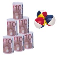 Blikken gooien 10 euro geld biljet blik 13 cm speelset 9-delig speelgoed - thumbnail