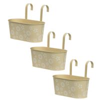 3x stuks bloembakken ophangbaar - zink - 32 x 16 cm - creme