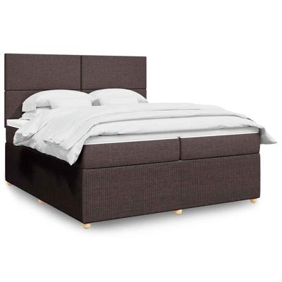 Boxspring met matras stof donkerbruin 200x200 cm