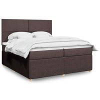 Boxspring met matras stof donkerbruin 200x200 cm