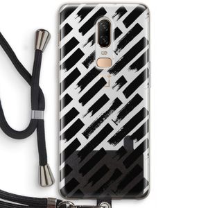 Zwarte vegen: OnePlus 6 Transparant Hoesje met koord