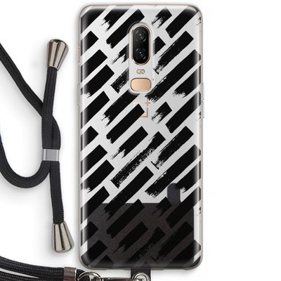 Zwarte vegen: OnePlus 6 Transparant Hoesje met koord