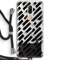 Zwarte vegen: OnePlus 6 Transparant Hoesje met koord