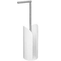 Staande wc/toiletrolhouder wit met reservoir en flexibele stang 59 cm van metaal