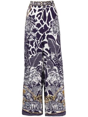 Camilla pantalon ample à imprimé graphique - Bleu
