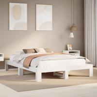 Bedframe zonder matras massief grenenhout wit 150x200 cm