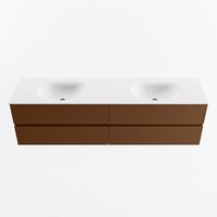 MONDIAZ VICA 180cm badmeubel onderkast Rust 4 lades. Wastafel MOON dubbel 2 kraangaten, kleur Talc.