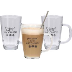 Set van 4x latte Macchiato glazen inclusief lepels 300 ml