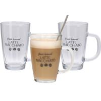 Set van 4x latte Macchiato glazen inclusief lepels 300 ml