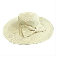 Meisjes grote brede rand Vintage Floppy zomer strandsporten Cap stro hoed zomer reizen Hat(Beige)