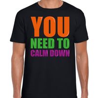 You need to calm down fun tekst t-shirt zwart heren