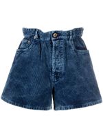 Miu Miu short court en velours côtelé à logo - Bleu