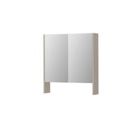INK SPK3 spiegelkast met 2 dubbel gespiegelde deuren, open planchet, stopcontact en schakelaar 70 x 14 x 74 cm, mat kasjmier grijs