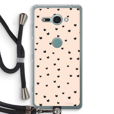 Kleine kattenkopjes: Sony Xperia XZ2 Compact Transparant Hoesje met koord