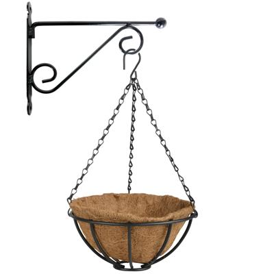 Esschert Design Hanging basket - 25 cm - met metalen muurhaak en inlegveld - plantenmand