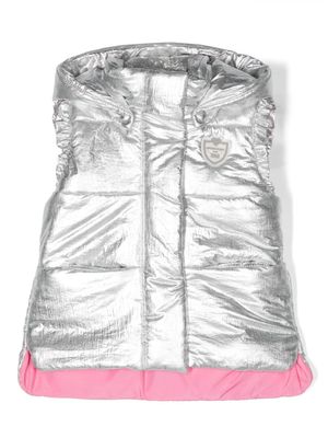 Monnalisa gilet matelassé à patch logo - Gris