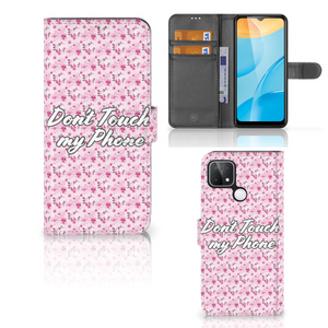 OPPO A15 Portemonnee Hoesje Flowers Pink DTMP