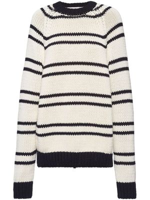 Miu Miu pull en maille à rayures - Blanc