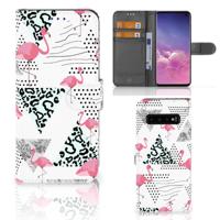 Samsung Galaxy S10 | Telefoonhoesje | Met pasjeshouder | Flamingo Triangle