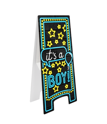 Neon waarschuwingsbord it&apos;s a boy !