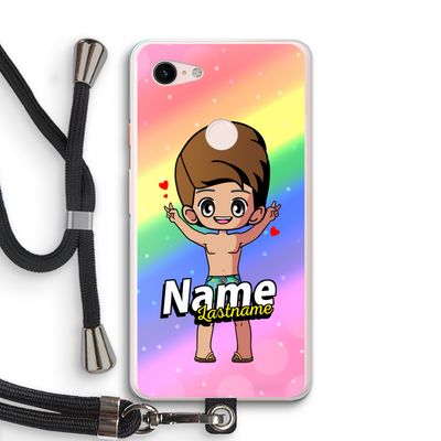 Chibi Maker man: Pixel 3 XL Transparant Hoesje met koord
