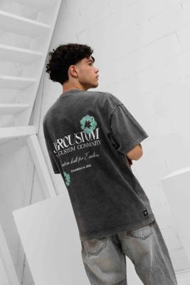 Jorcustom Flowers Loose Fit T-Shirt Heren Donkergrijs - Maat L - Kleur: Donkergrijs | Soccerfanshop