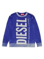 Diesel Kids pull en maille à logo intarsia - Bleu