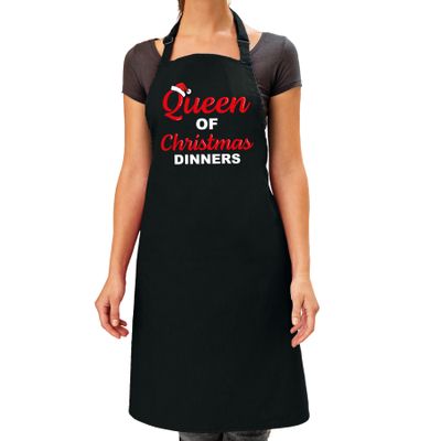 Queen of Christmas dinners Kerst cadeau schort zwart voor dames Queen of Christmas dinners Kerst cadeau schort zwart voor dames