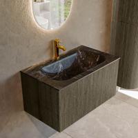 Badmeubel Mondiaz Kurve-Dlux | 80 cm cm | Meubelkleur Shadow | Wastafelkleur Lava | Solid surface | Wasbak midden spoelbak | 1 kraangat