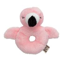 Nature Planet Dieren baby rammelaar - flamingo - pluche - 10 x 15 cm - speelgoed