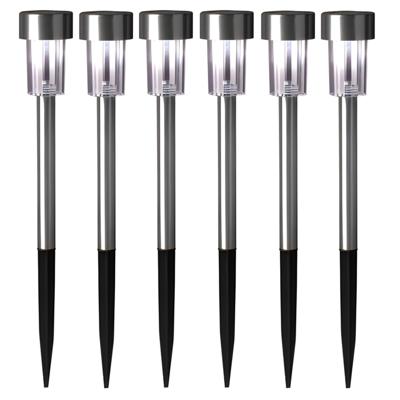 Sunnydays Tuinlampen / prikspot Solara - 10x - zilver - RVS - waterbestendig - 37 cm