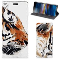 Bookcase Sony Xperia 10 Watercolor Tiger Bookcase Sony Xperia 10 Watercolor Tiger