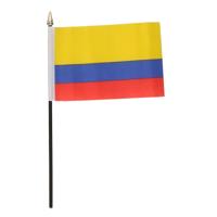 Colombia - mini vlaggetje van 10 x 15 cm op stokje - Landen vlag - H27 cm