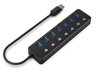 Gembird UHB-U3P7P-01 7-poorts USB 3.1 (Gen 1) hub met schakelaars, zwart