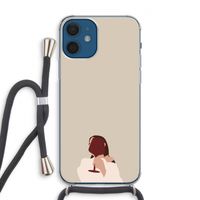 I drink wine: iPhone 12 Transparant Hoesje met koord