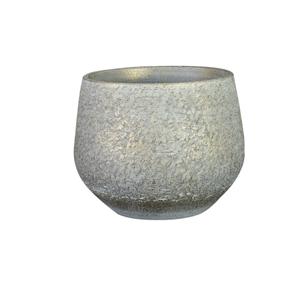 Plantenpot - keramiek - metallic zilvergrijs/gold finish - 16x13cm