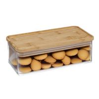 Voedsel bewaren keuken voorraadpot - kunststof/bamboe - 1000 ml - 20 x 10 x 7 cm