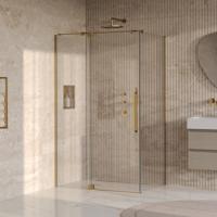 BRAUER Stellar douchecabine met draaideur helder glas 120x100x200 omkeerbaar incl. glascoating PVD goud geborsteld