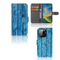 iPhone 14 Pro | Book Style Case | Wood Blue
