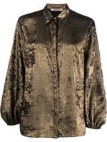 Roberto Cavalli chemise métallisée à manches bouffantes - Marron