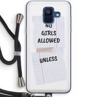 No Girls Allowed Unless: Samsung Galaxy A6 (2018) Transparant Hoesje met koord