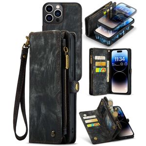 Caseme - iPhone 14 Pro - Vintage 2 in 1 portemonnee hoes - Zwart