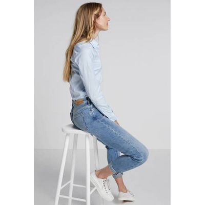 Tommy Hilfiger slim fit blouse blauw Tommy Hilfiger slim fit blouse blauw