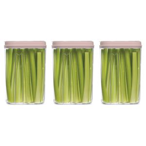 Voedselcontainer strooibus - 3x - lichtroze - 1500 ml - kunststof - 15 x 8 x 23 cm - voorraadpot