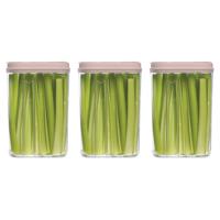 Voedselcontainer strooibus - 3x - lichtroze - 1500 ml - kunststof - 15 x 8 x 23 cm - voorraadpot